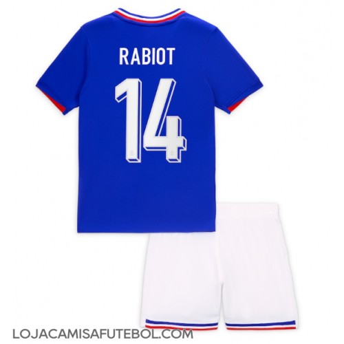 Camisa de Futebol França Adrien Rabiot #14 Equipamento Principal Infantil Europeu 2024 Manga Curta (+ Calças curtas)